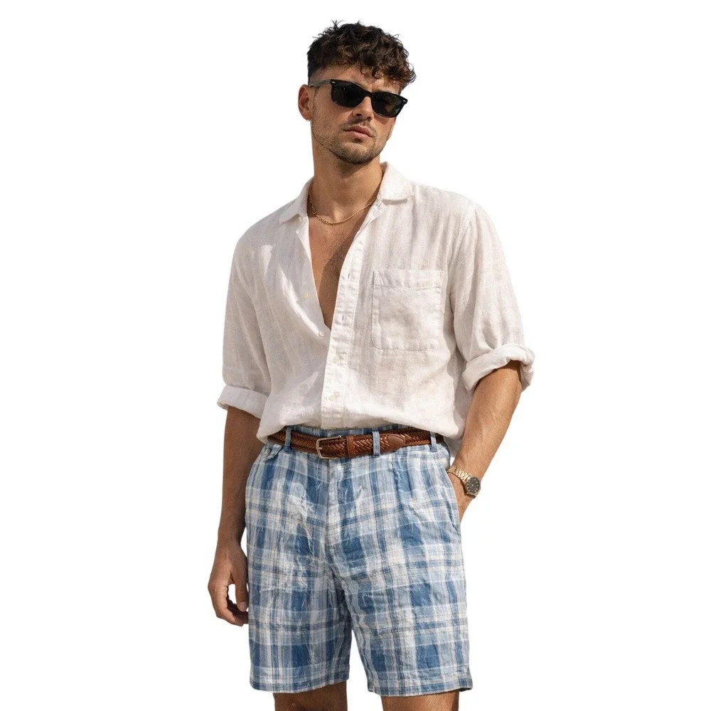 POLO RALPH LAUREN India Madras Linen Plaid Old Money‎ Preppy Shorts 35